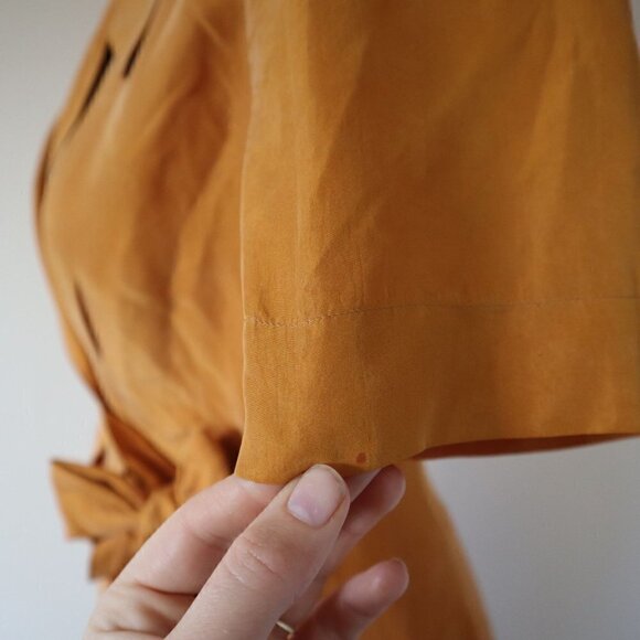 Vintage Yellow Orange Silk Gillian Wrap Dress Size 2 - Picture 9 of 13